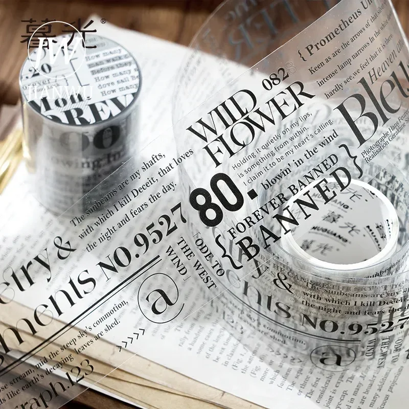 JIANWU 50mm*200cm Nostalgia Monologue Series Vintage English Text Material Collage PET Tape Creative DIY Journal  Stationery 3