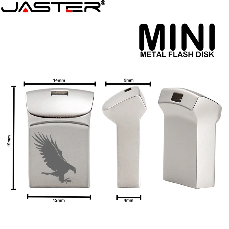 JASTER Mini Metal USB 2.0 Flash Drive 64GB Creative Business Gifts Memory Stick 32GB High speed Pen Drive Silver Storage Devices