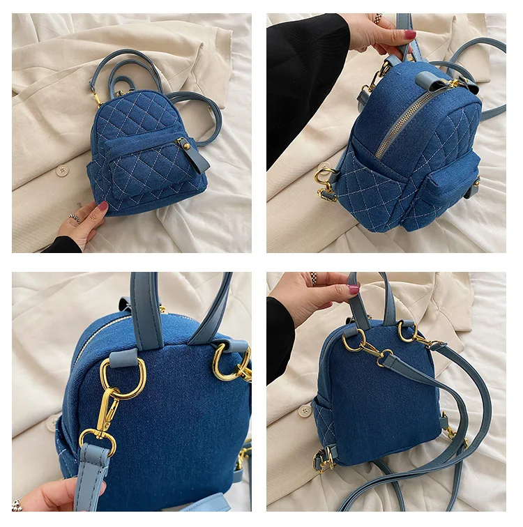 Fashion Mini Backpack Women Shoulder Bag for Teenage Girls Multi-Function Small Bagpack Ladies Travle Denim female Backpacks