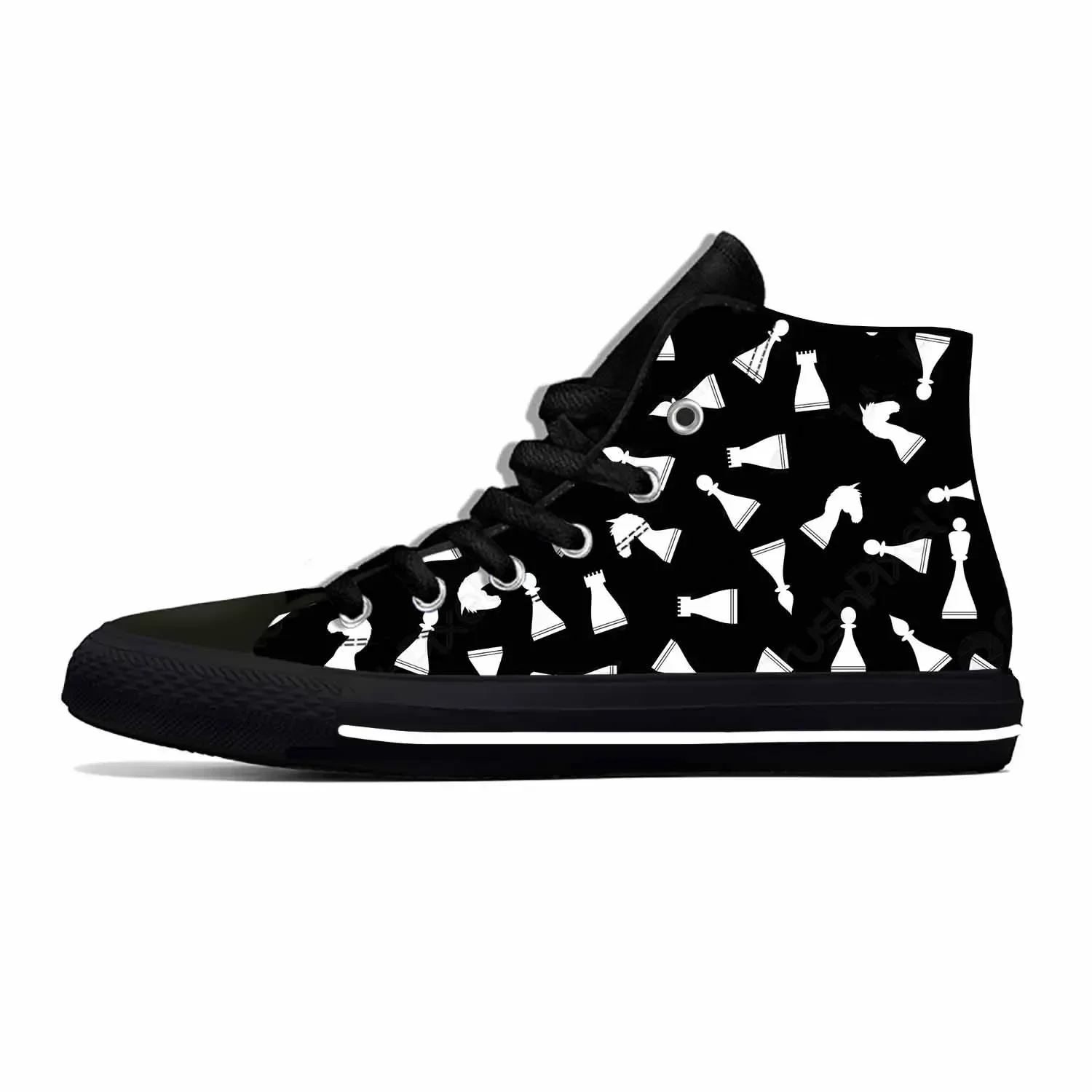 Checkmate Chess Pieces Board Pattern Cool Fashion Casual Cloth Shoes High Top Comfortable Breathable 3D Print Men Women Sneakers 5