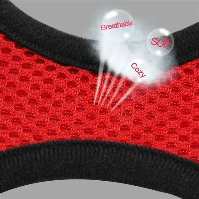 Breathable Mesh Pet Harness & Leash Set Adjustable Polyester Vest Harness with Collar Suitable for Cats Puppies Small Medium Dog 4