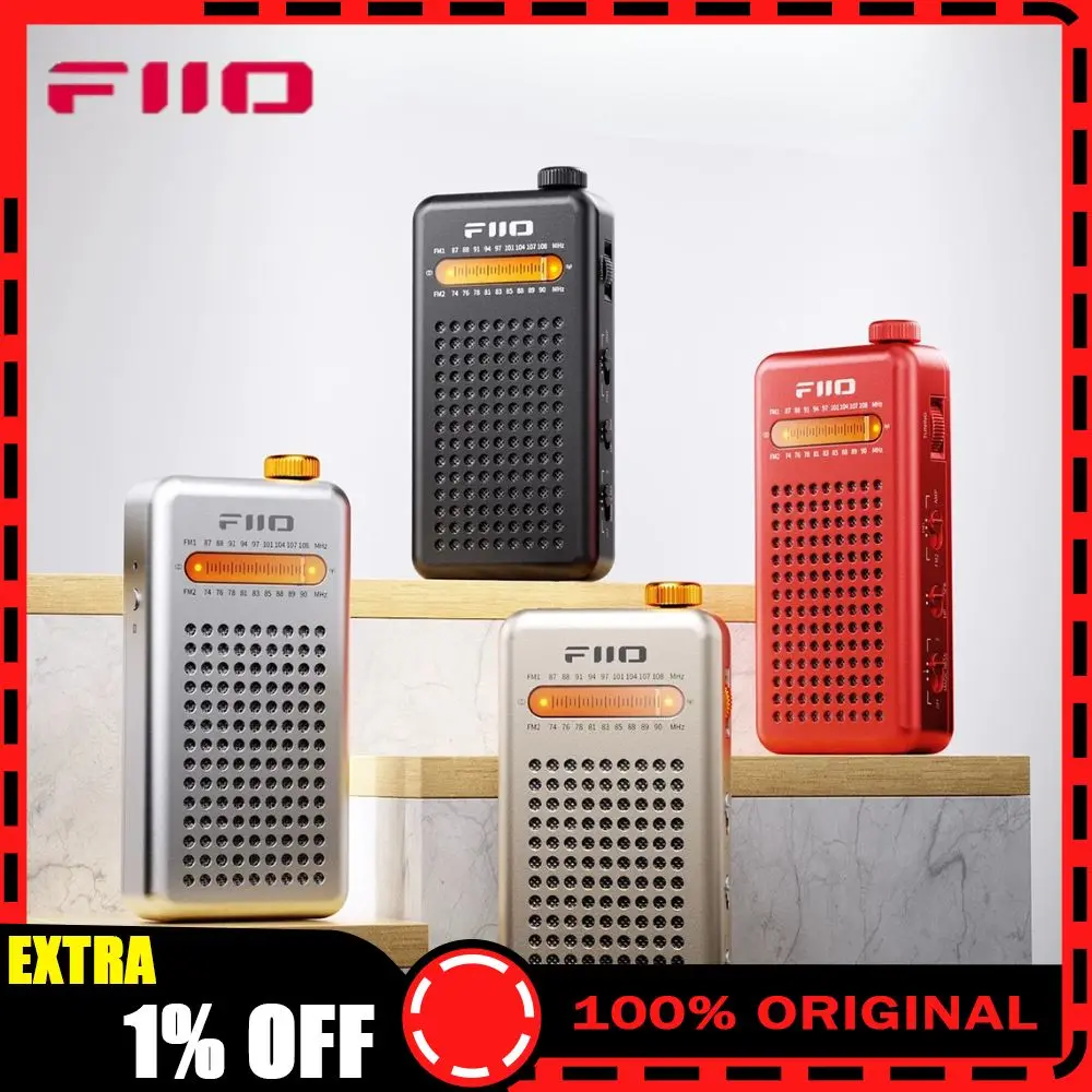새로운 FiiO RR13 FM 라디오 무선 블루투스 레트로 휴대용 오디오 레트로 플레이어 스피커 이어폰 듀얼 출력 분리형 안테나 선물
