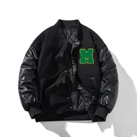 Men's Varsity Jacket | Winter Fashion Baseball Jacket with Leather Sleeves | Stylish Button-Up College Parka for Women - Image 3