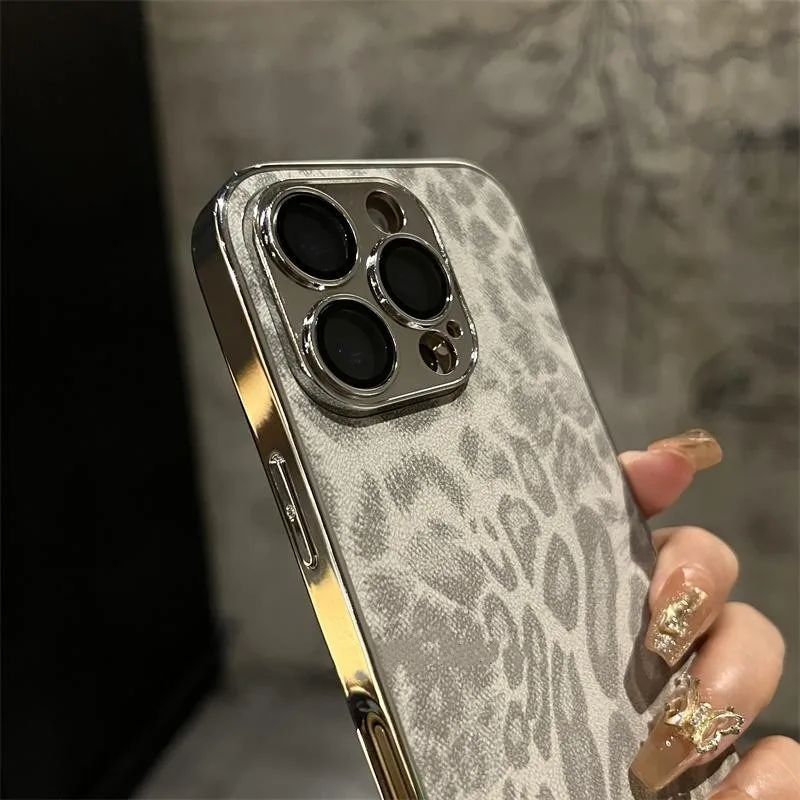 Luxury Leopard Texture Leather Case with Shockproof Lens Protection
