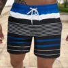 Men's board shorts Fashion striped print color contrast Swim shorts Classic drawstring swim shorts Summer surf swim suit 2