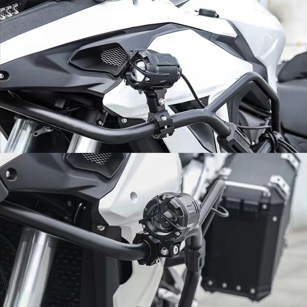 Ducati Triumph Universal Fit Crash Bar Bracket 용 LED 라이트 스포트라이트 보조 조명용 오토바이 핸들 바 클램프 마운트