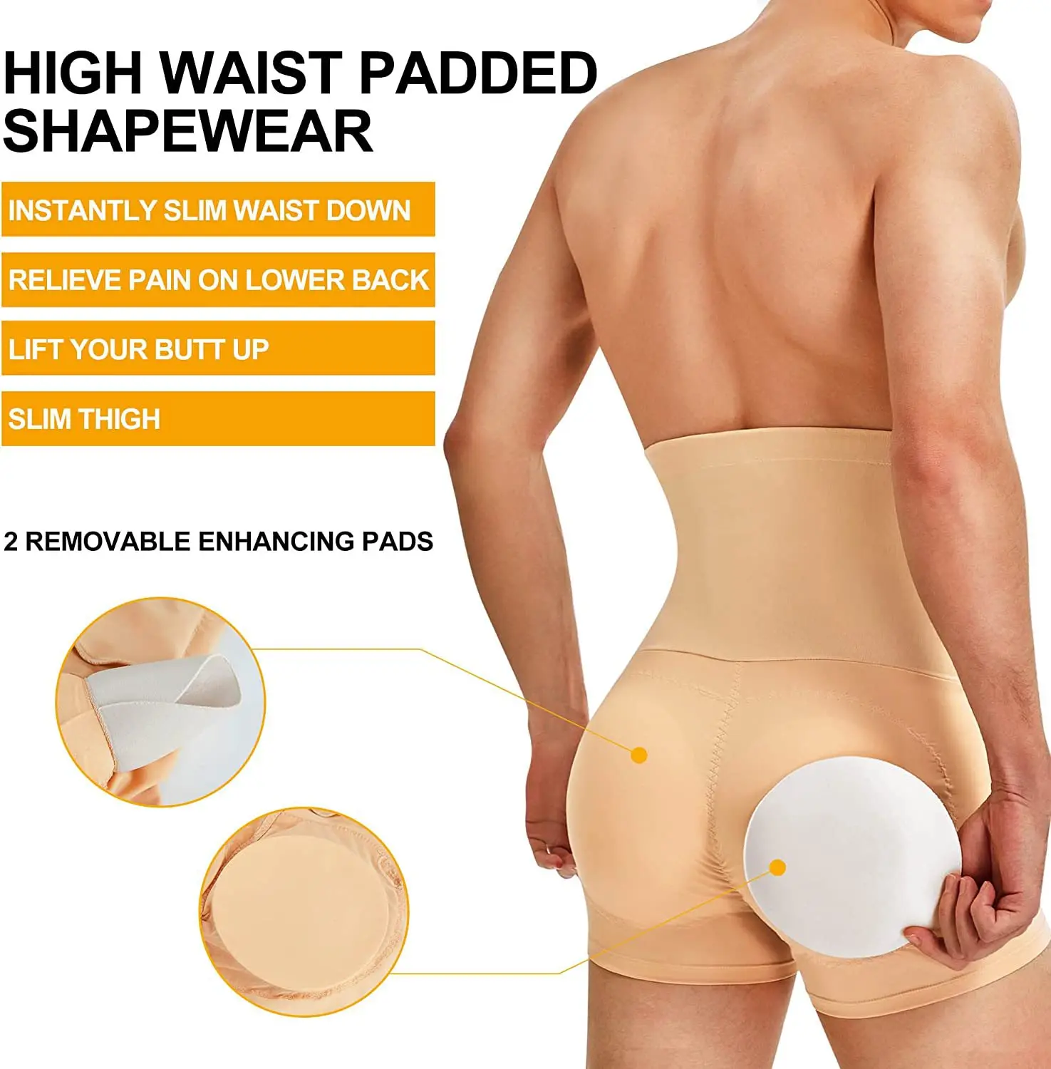 Men Padded Underwear Butt Lifter Hips Enhancer Fajas Boxer Briefs Push Up  Panty