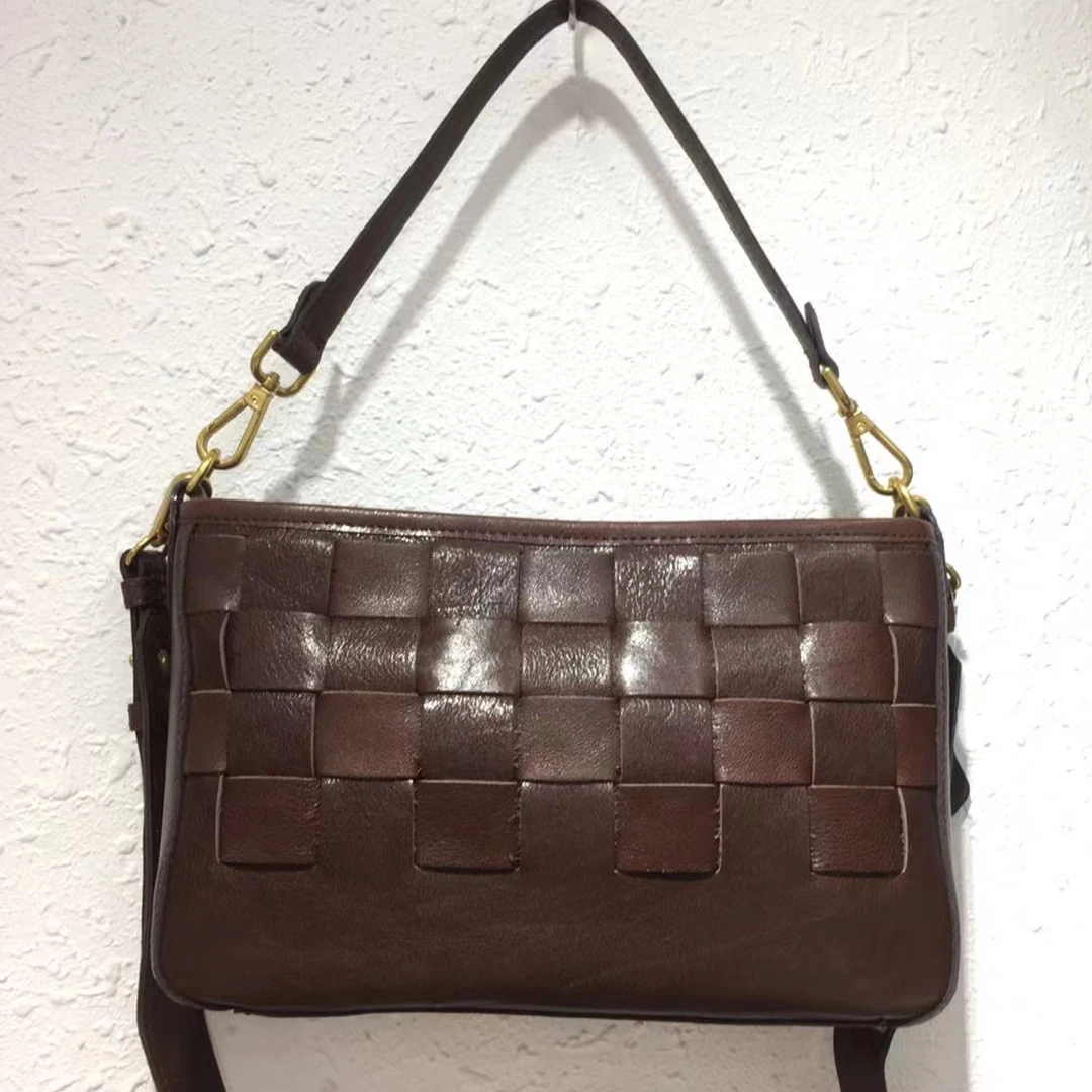 

Genuine Leather Retro Shoulder Bag Hand Woven Crossbody Underarm Bag Women's Textured Top Layer Cow Leather Versatile