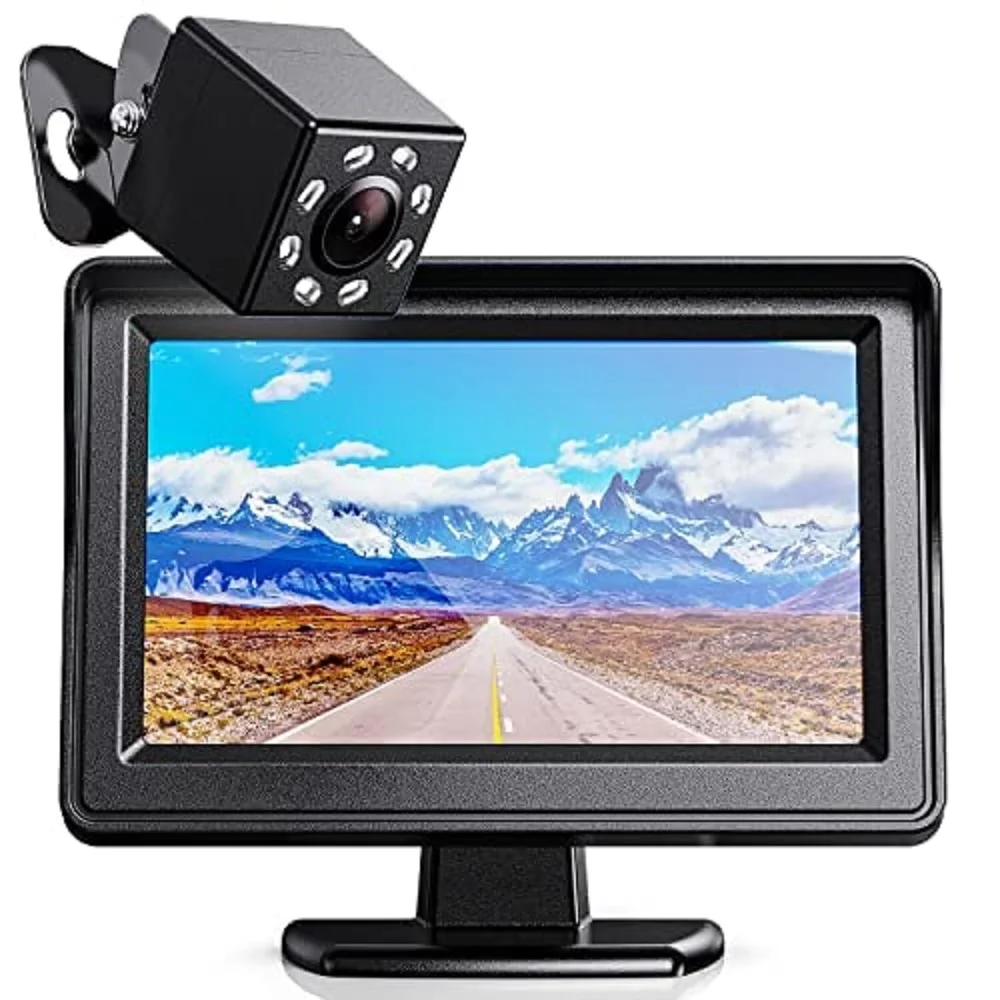 

Bileeko 4.3" LCD Monitor Car Rear View Backup Camera Reverse 8 LED Parking Night Vision