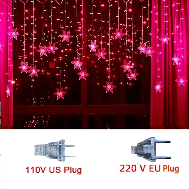 Guirnalda de luces LED navideñas de 3,2 m con forma de copo de nieve, guirnalda de luces de hadas para exteriores, decoración para el hogar, fiesta, jardín, Año Nuevo 2023