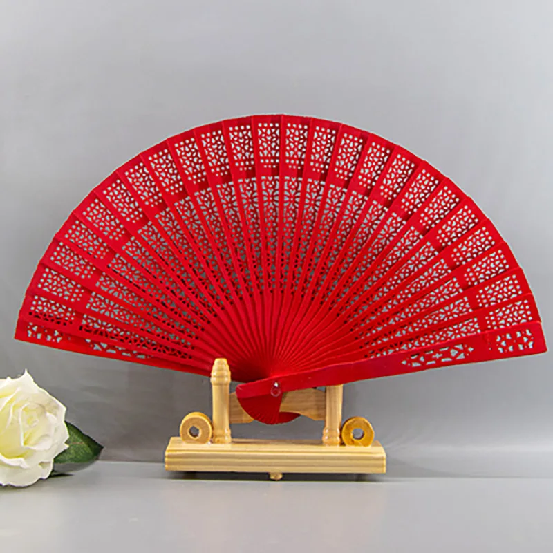 Hollow Out Wooden Folding Fan for Women, Chinese Style Craft, Hanfu Accessories, Foldable Lady, Photography Props, Home Orname