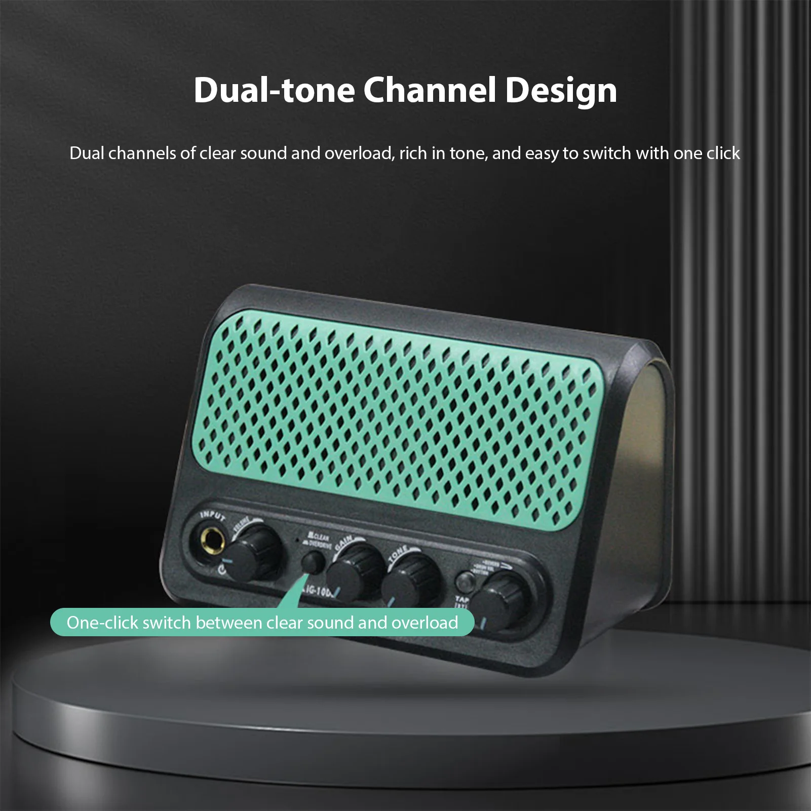 DK Guitar Amplifier BT Speaker with Built-in 30 Drum Machine Modes 2 Tone Clean Overdrive Effects Reverb AUX Input Headphone