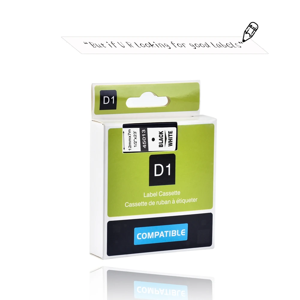 Dymo D1 45013 45010 45018 40913 43613 라벨 테이프 45022 45023, Dymo 라벨 매니저 160 280 라벨 메이커용 라벨 호환, 6mm, 9mm, 12mm