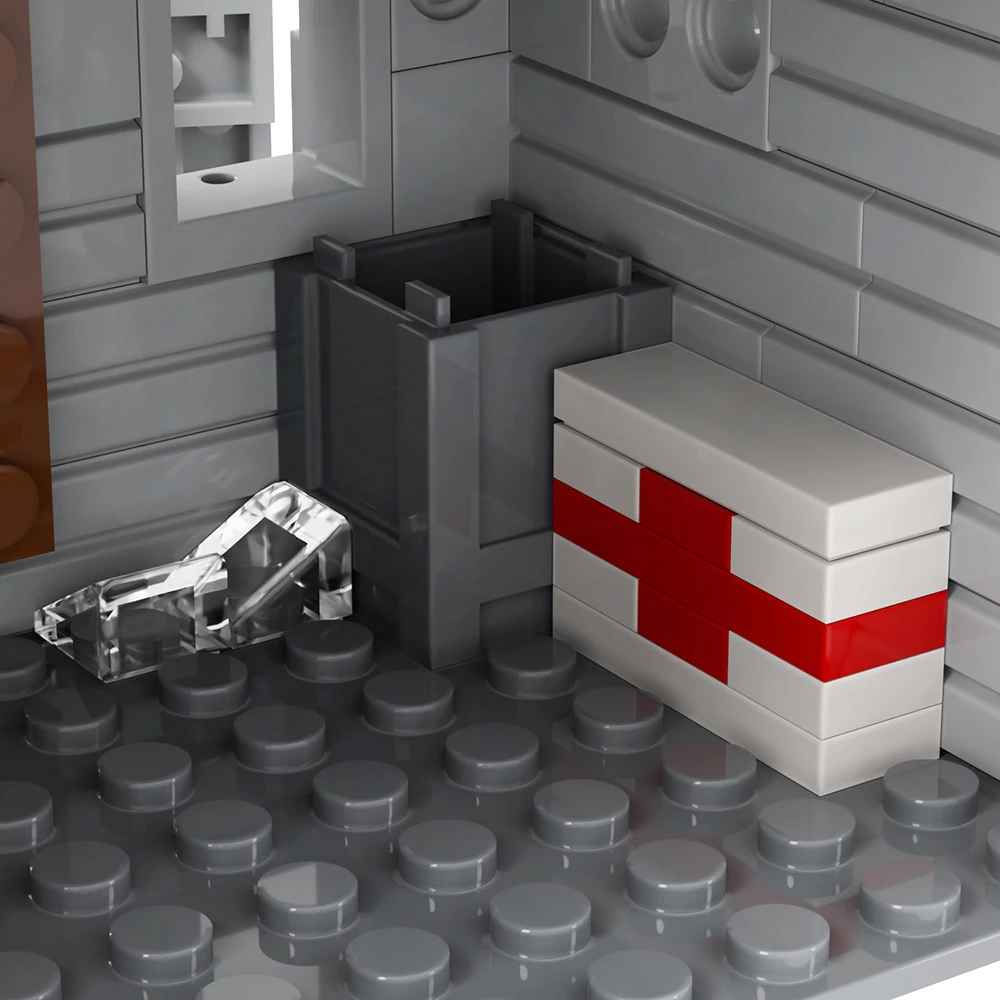 MOC5073 깨진 전장용 벽돌 WW2 군사 전쟁 총 응급처치 키트 호환 빌딩 블록, 어린이용 생일 선물 장난감, DIY