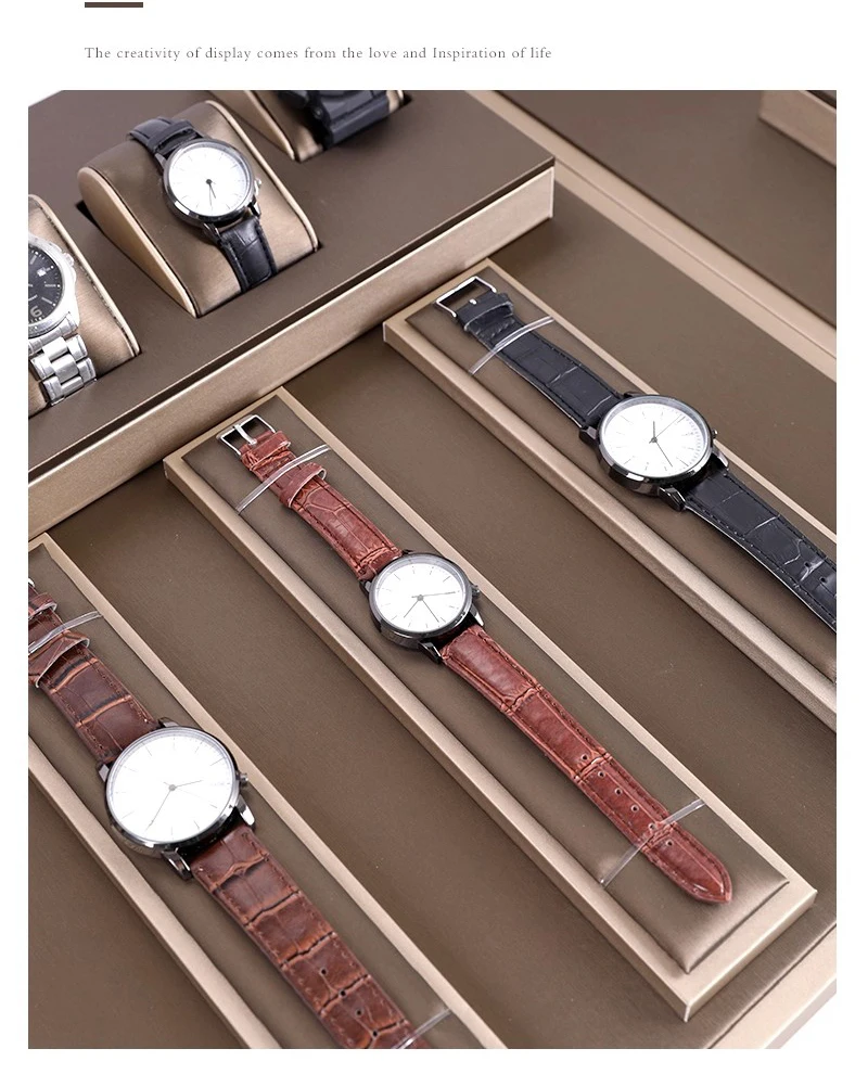 Luxury Brown Leatherette Watch Display Stand Holder – Retail Store Counter and Window O... - SKU LWDS1707 - UGI Packaging