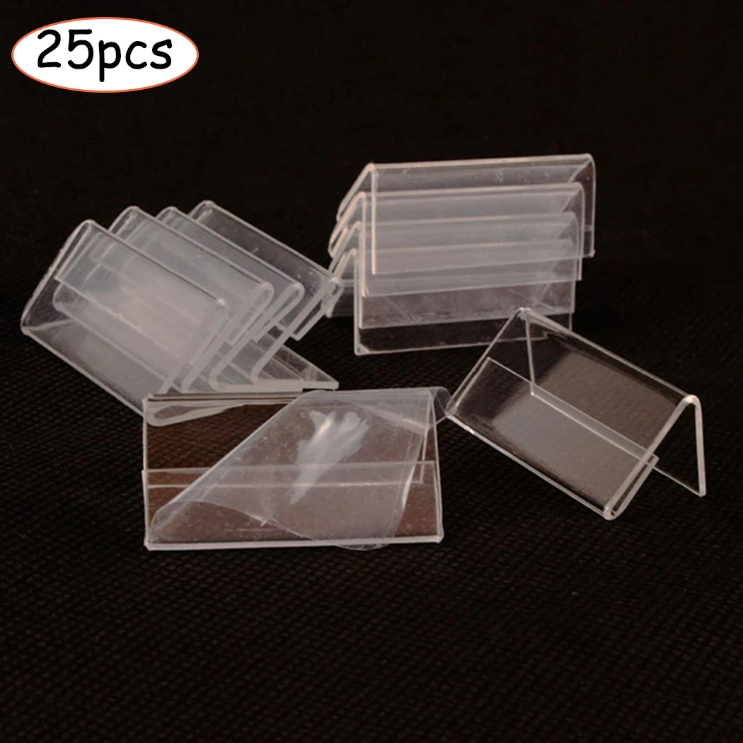 Sign Transparent Acrylic Display Holder Price Card Tag Label Set Counter-Top Stand 20*40mm Shop Shelves And Support 25 Pcs
