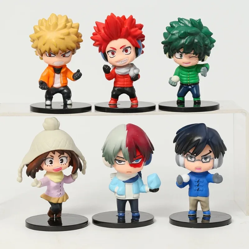 

6pcs/set My Hero Academia Midoriya Izuku Bakugou Katsuki Todoroki Shoto Ochaco Uraraka Kirishima Eijiro Cute Toys Figure Dolls