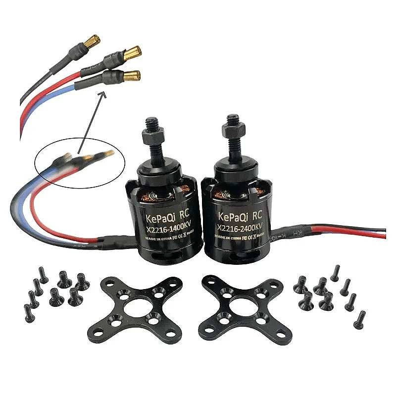 Moteur KePaQi X2216 1400KV pour avion RC, avec accessoires de montage et connecteurs