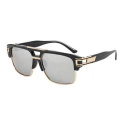 Vintage Luxury Square Retro Fashion Sunglasses for Men - UV400 Protection (Mirrored Silver)