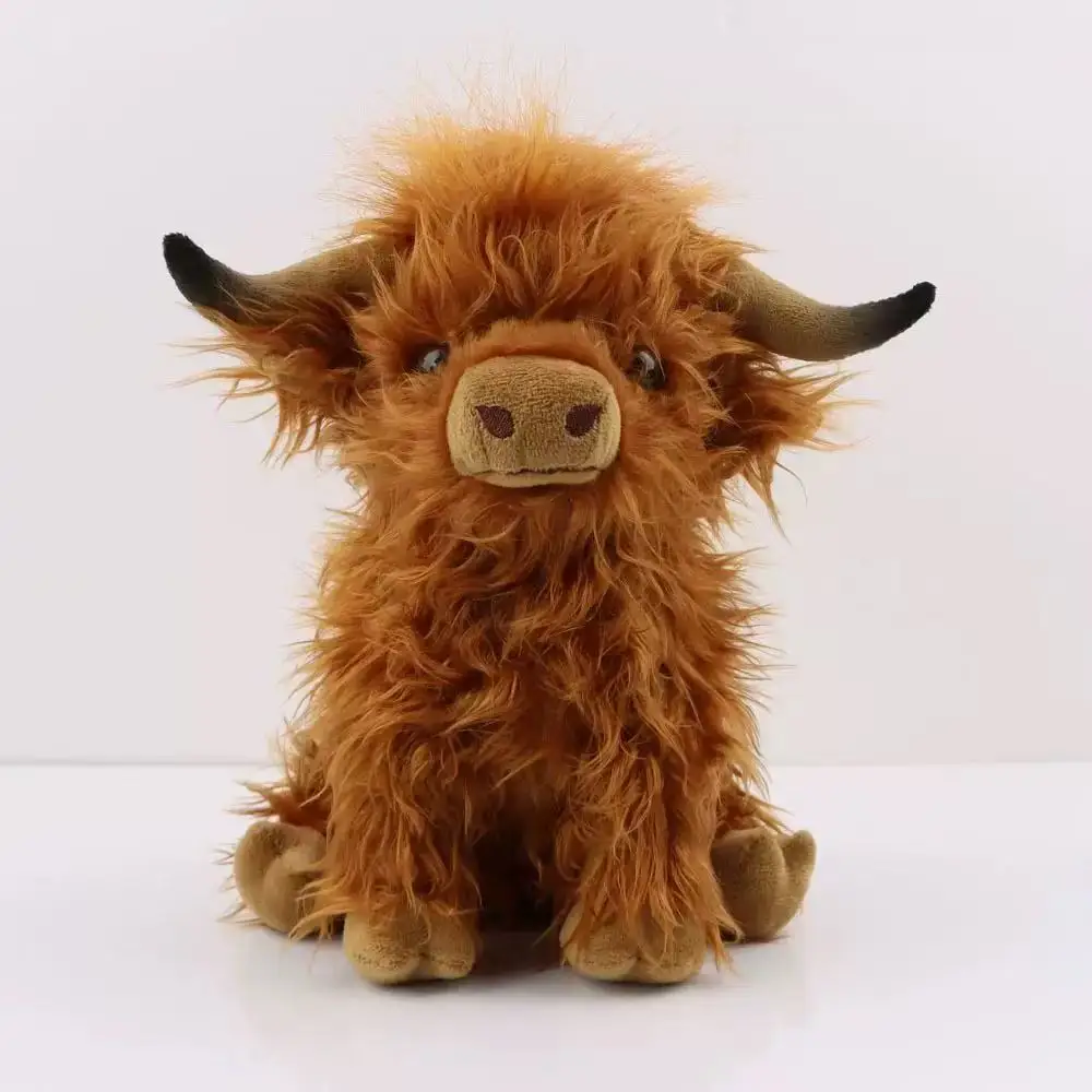 Highland Cow Plush Toy - Adorable Realistic Stuffed Animal with Long Fluffy Hair, Soft Cuddly Gift for Kids, Children & Collecto