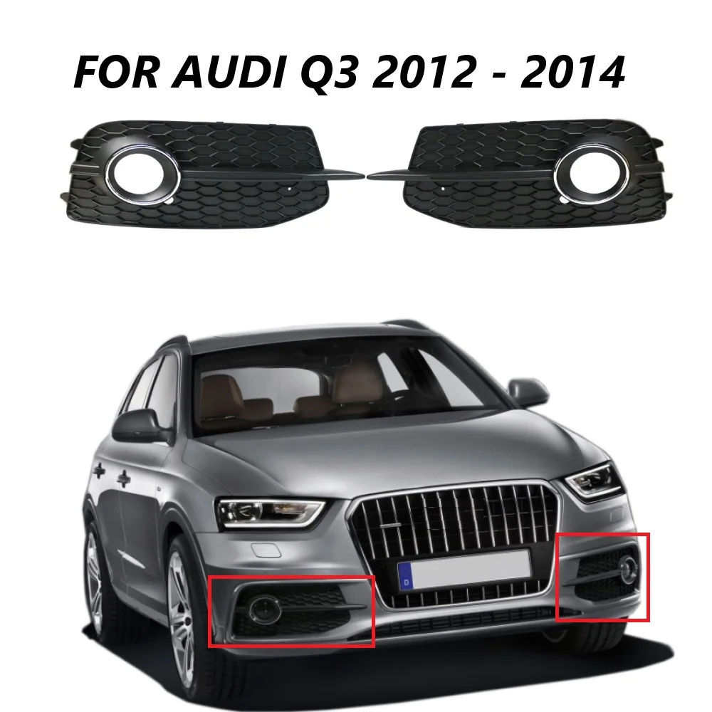

2X Left Right Side Front Bumper Fog Light Grill Grille Cover For Audi Q3 SLine 2012-2014 8U0807682D 8U0807681D Fog Lamp Grills