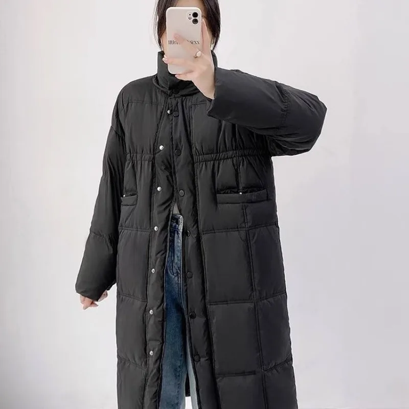 2023 New Women Down Jacket Winter Coat Female Mid Length Version Parkas Loose Fashion Outwear Leisure Time Versatile Overcoat