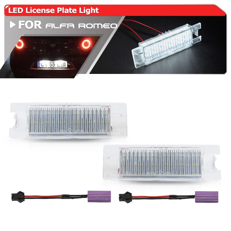 2Pcs Canbus Led Numero Targa Luci Lampadina Di Ricambio Automatica Per Alfa Romeo 147 156 159 166 Giulietta Mito Gt Spider Mito