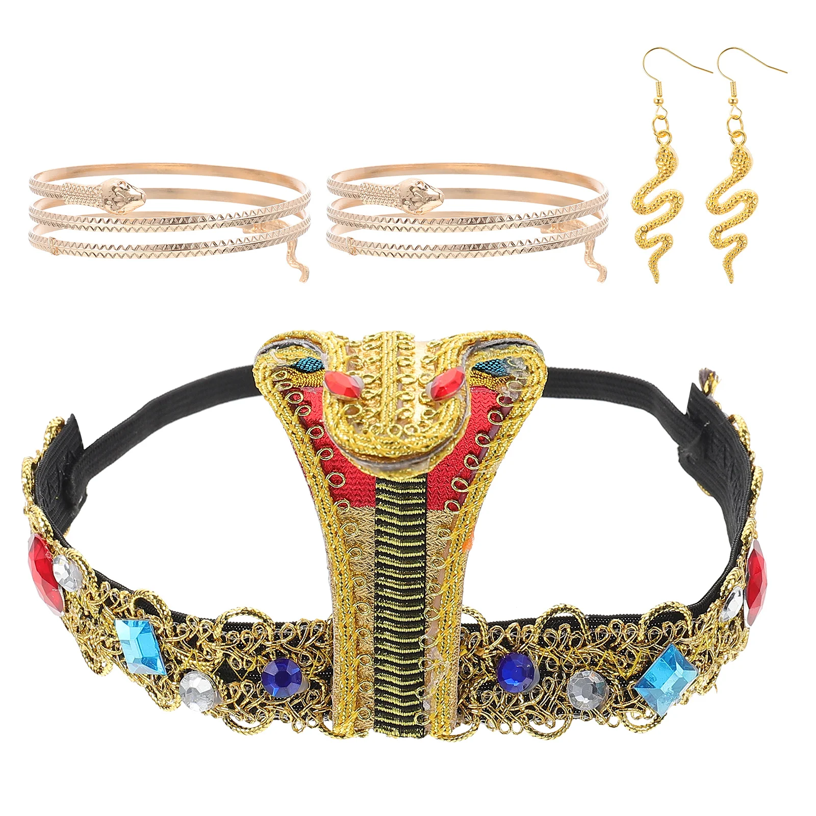 

1 set of Upper Arm Band Cuff Snake Arm Bangle Headpiece Egyptian Headband