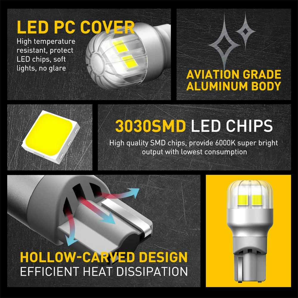 AUXITO-ڵ   Ʈ, T15 W16W Led , ĵ,  , 12v, Ǫ, ̾, ٷ,  Mk7, ƿ A3 8P, 2000LM