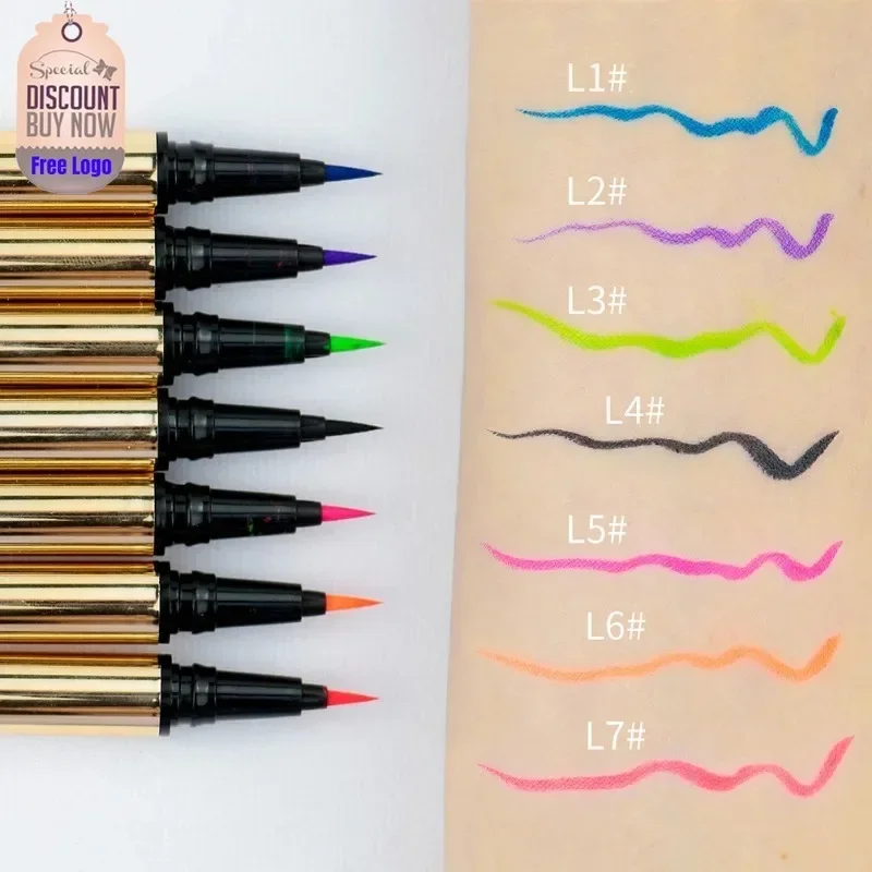 Private Label 7colors Gold-tube Liquid Eyeliner Waterproof Natural Fast Dry Soft Texture  Easy To Wear Eyes Makeup Tools Bulk 4