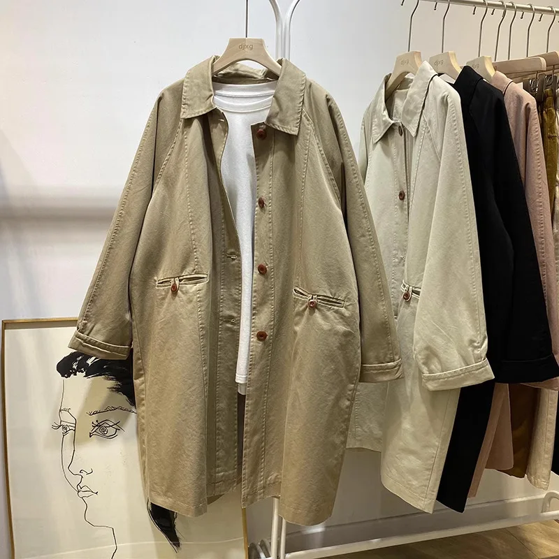 

SuperAen Autumn Pure Cotton Trench Coat for Women 2023 New Spring and Autumn High-end Cardigan Jacket Coat