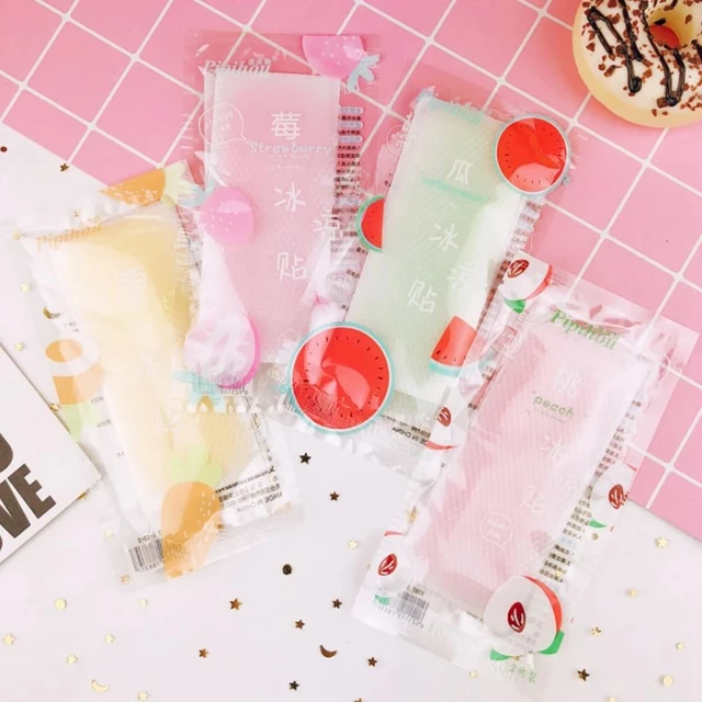 10Db Nyári Aranyos Hideg Kompresszi Jéghideg Paszta Megnyugtató Fáradtság Alacsony Hőmérsékletű Gél Hűvös Kompressziós Homlok Matrica - Image 2