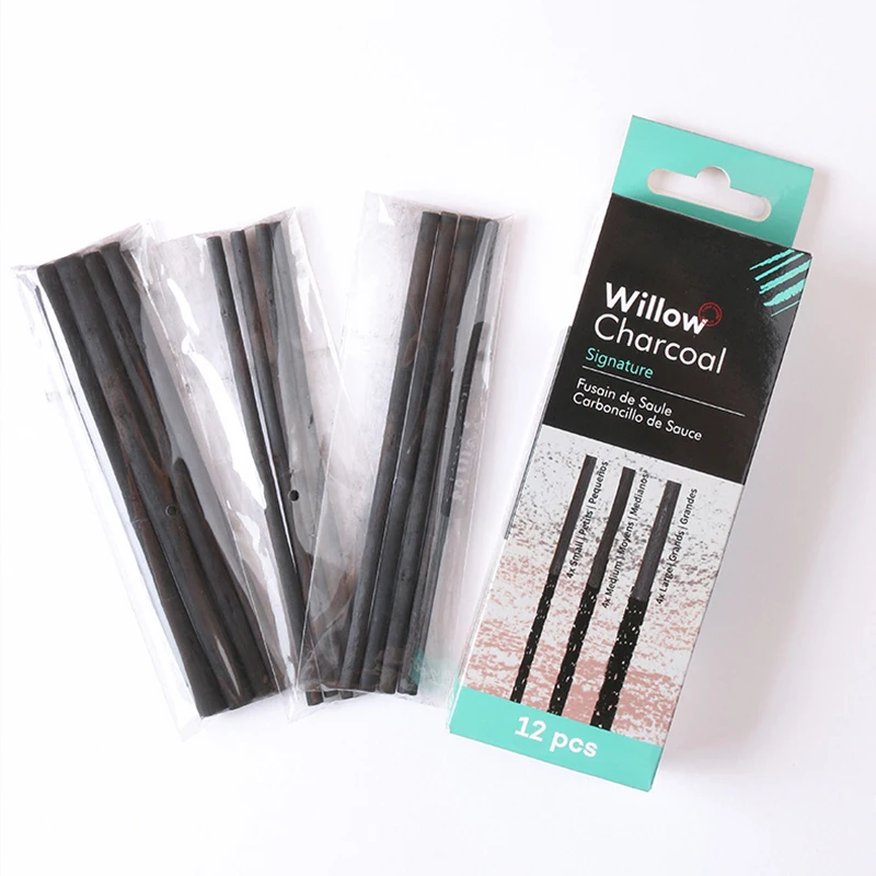 10 pcs sketch carbon sticks charcoal drawing tools easy to color not easy break art painting Wood willow cotton carbon strip