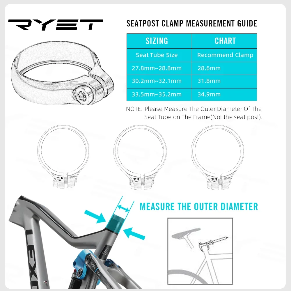 Bike Bicycle Seat Post Clamp CNC Aluminum Alloy for 27.2 30.8 31.6mm Bike Seatpost bike seatpost clamp