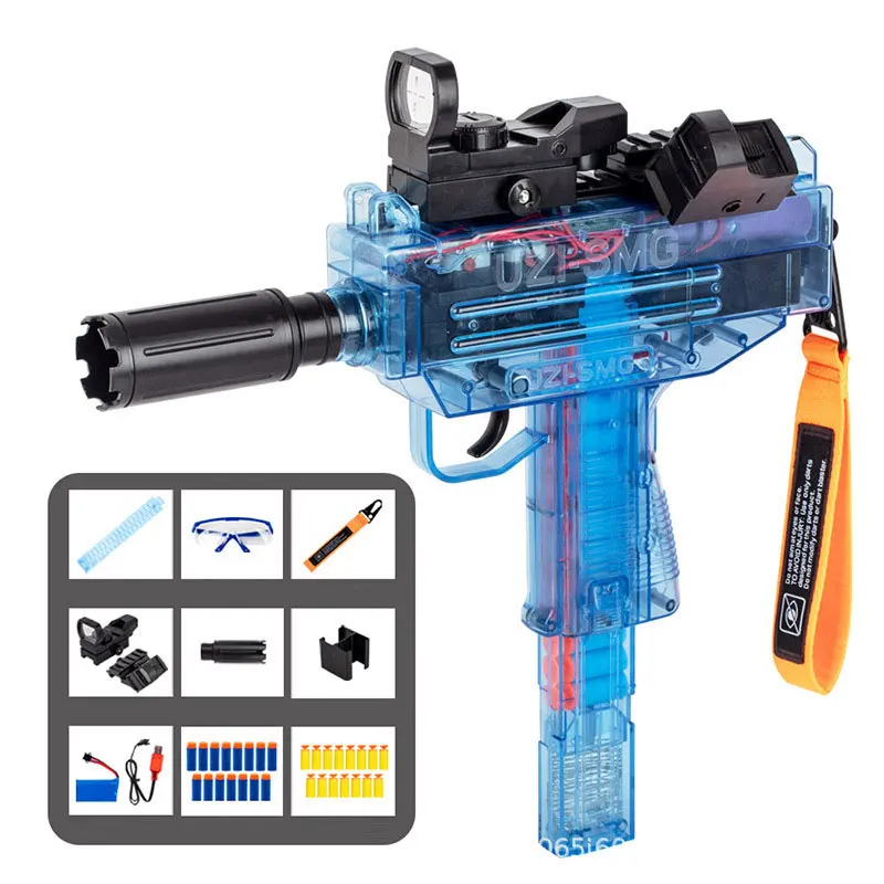 UZI Electric Soft Bullet Toy Gun Automatic Shooting Toy Machine Gun Model Airsoft Launcher Weapons for Men Boy Kid Outdoor Games 6