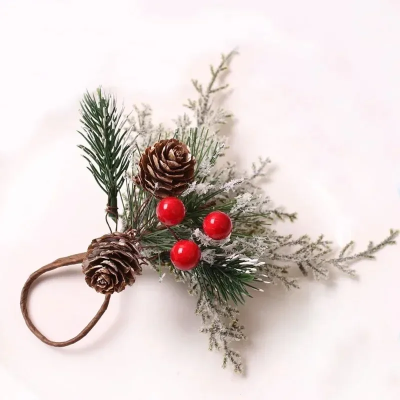 Party Table Decoration Christmas Cedar Red Fruit Napkin Ring Ch Christmas Rings Western Style Restaurant
