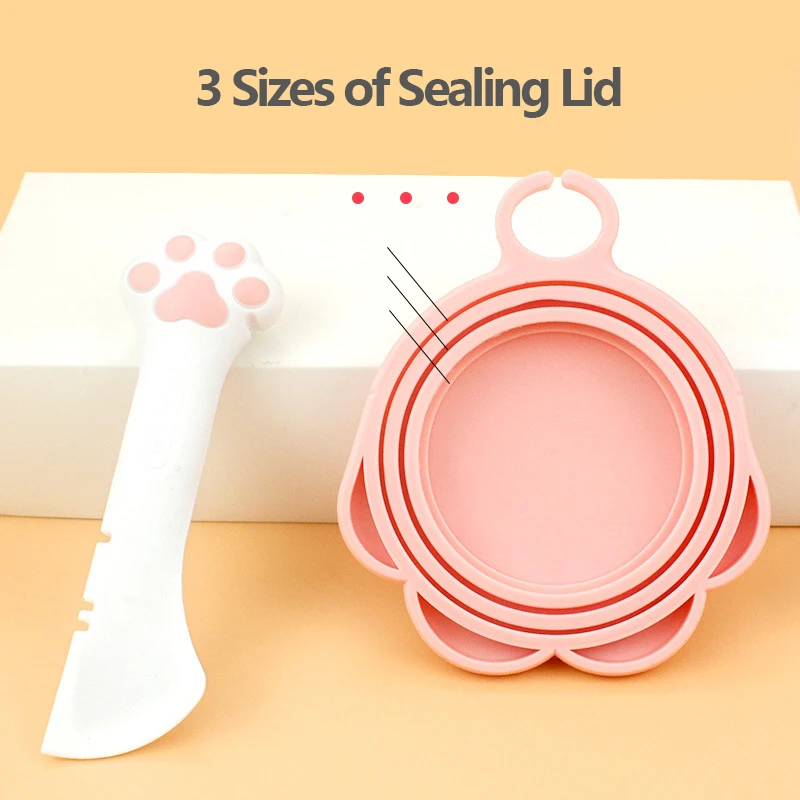 Pet Spoon Multifunctional Can Opener Wet Food Mixing Spoon Reusable Silicone Cat Can Sealing Cover Food Storage Dog Accessory