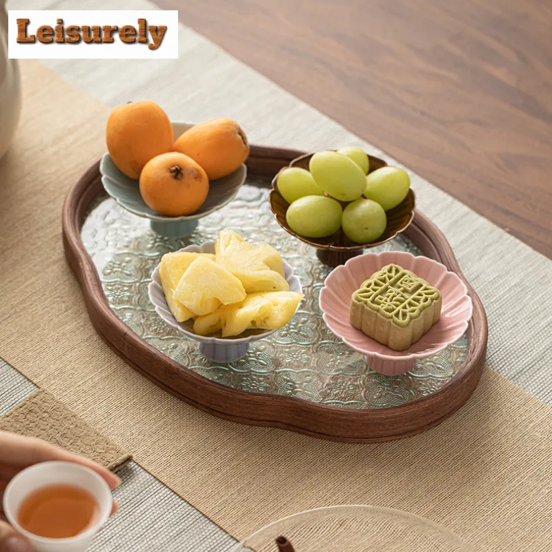 Jade Lotus Fruit Dishes Boutique Pastry Plate Dim Sum Plate Candy Bar Food Storage Tray Serving Tray For Tea Accessories Craft