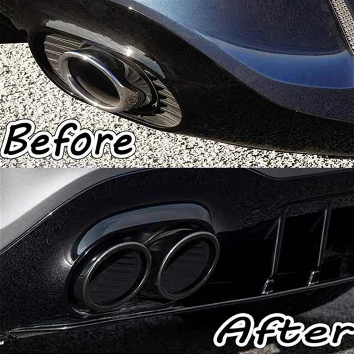 Car Rear Bumper Turbo Muffler Exhaust Tips Pipe 4 Exits for W177 A35 + Tail Pipes Trim Frame