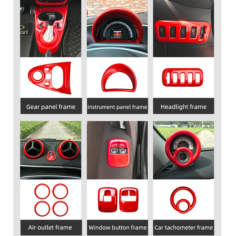 Red Car Interior Decoration Accessories Abs Decoration Modification