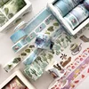 8 pcs/set green plants Washi Tape for Decoration Journal DIY Scrapbooking Kawaii Sticker Label Masking Adhesive Tape Stationery 2