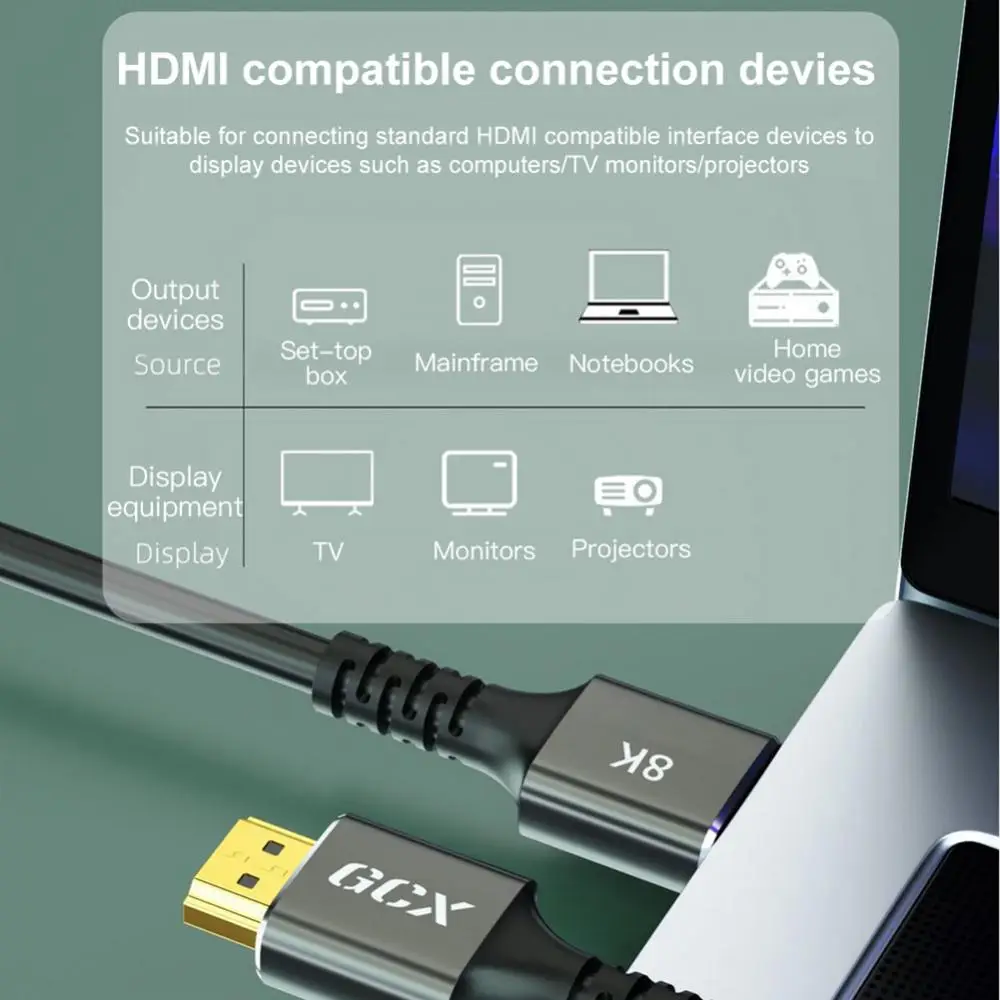 TV 슬림 고속 데이터 케이블, PC 스플리터 스위처 모니터 HDMI 호환 케이블, 8k, 60hz, 4k, 120hz