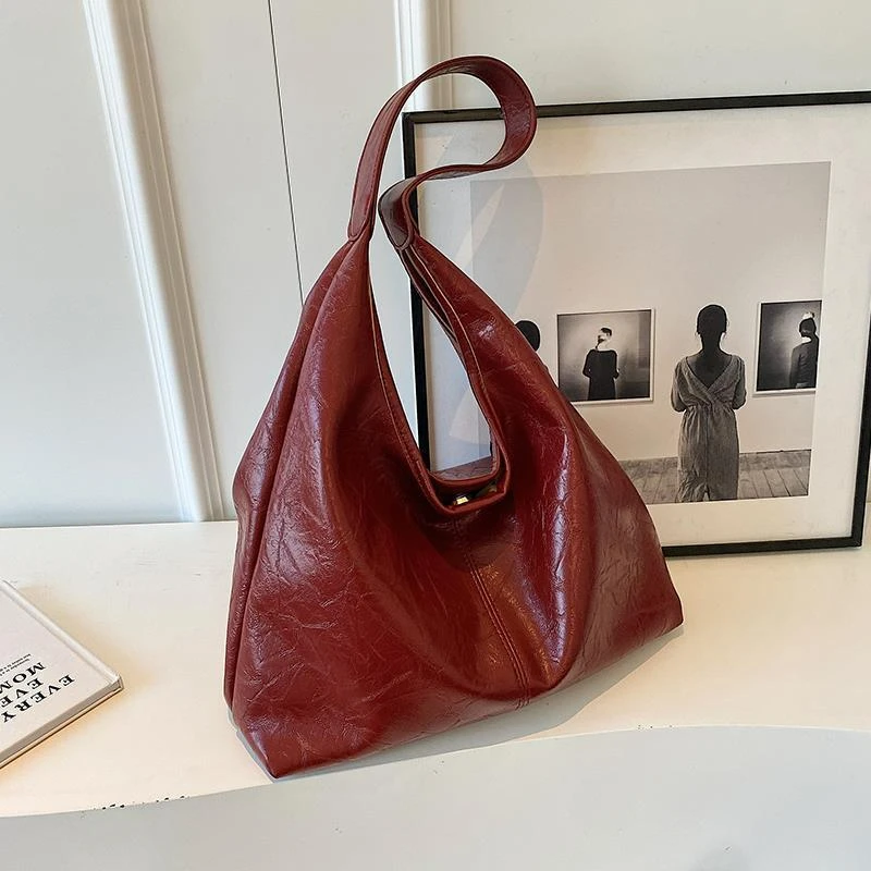 

Soft Wedding Leather Handbag Underarm Bolso Mujer Ins For Commuter Fashion Bag Women Large All-match Totes Shoulder Capacity PU