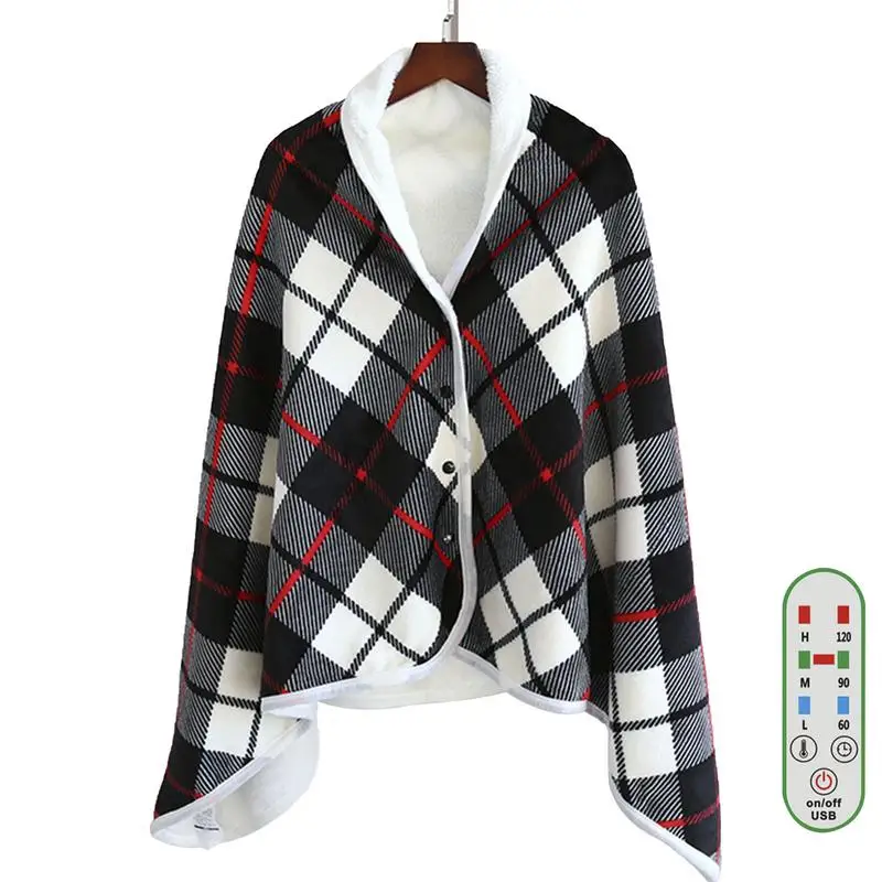 

USB Heated Warm Meek Electric Heating Throw Blanket Heated Cape Soft Heating Lap Blanket With Adjustable Timing For Home Office