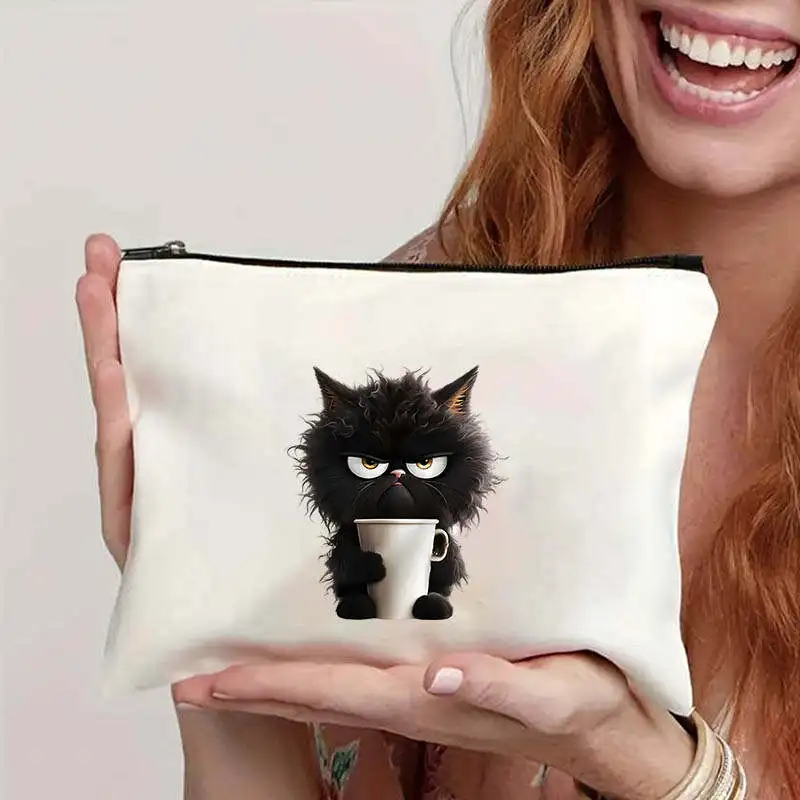 2PC Cute Kitten Cat Pattern Printed Women Shoulder Bag Kawaii Shopper Shopping Canvas Bag Shoulder Bag Fashion Girl Handbags 4
