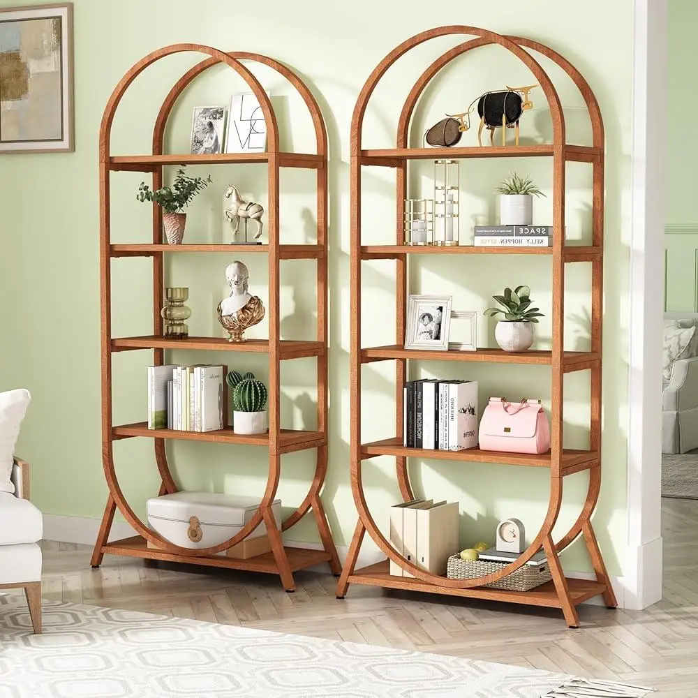 5-Tier Open Bookshelf Modern Storage Rack Freestanding Display Shelf Storage Organizer Heavy Duty Multifunctional Corner Shelf 5