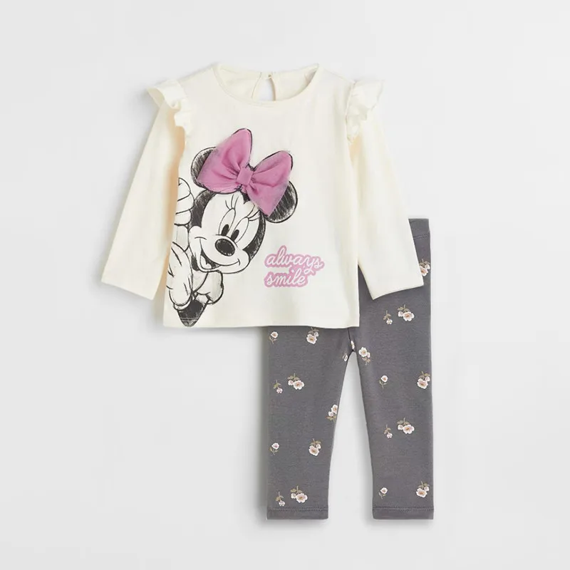 Kids Baby Girl Spring Autumn Clothes Sets Cute Minnie Print Sweatshirt+Pants 2Pcs Casual Long Sleeve Outfits 4