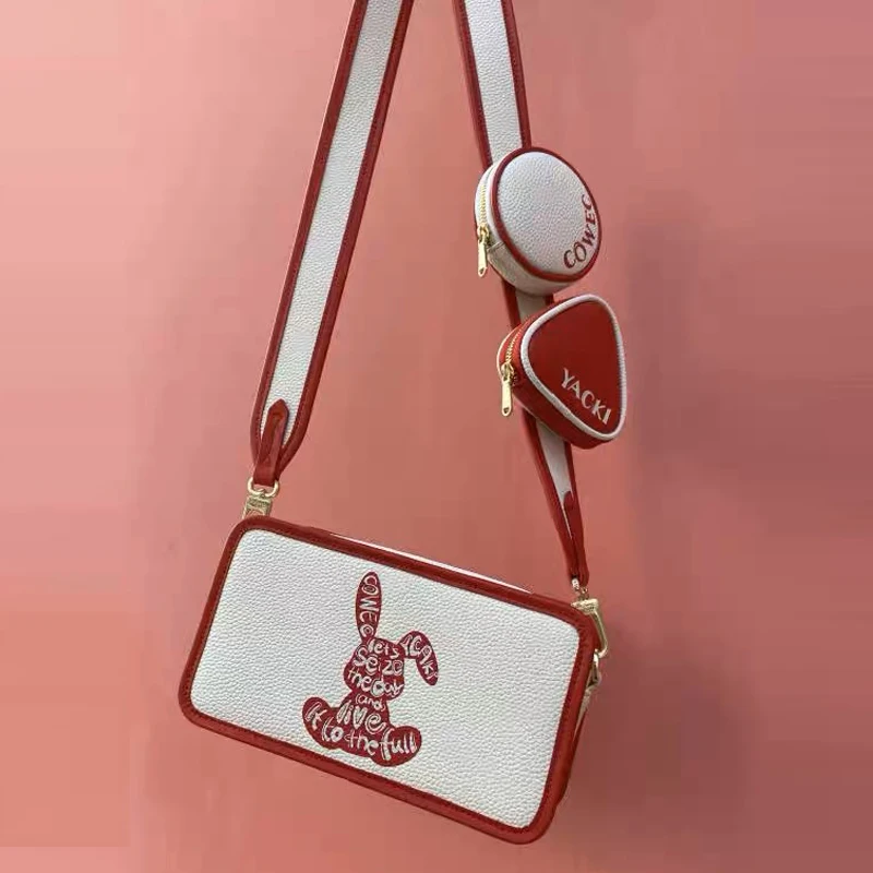 

Versatile Shoulder Bags Women Luxury Brand Designer Handbag 2023 New PU Material Fashion Cartoon Print Decoration Messenger Bag
