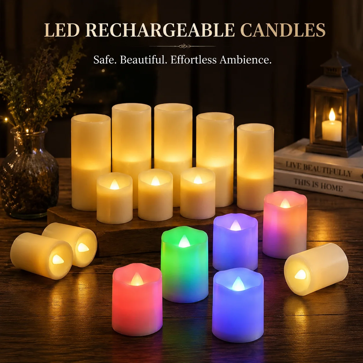 Rechargeable Flameless LED Candle Set with Timer and Remote