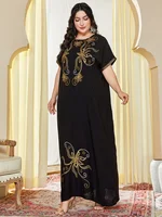 Eid Embroidery Muslim Abaya Dress Women Dubai Arab Caftan Short Sleeve Turkey Morocco Kaftan India Gown Robe Party Vestido 2025 2